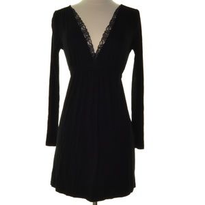 Zara Black Long Sleeve Cotton Dress Size: M